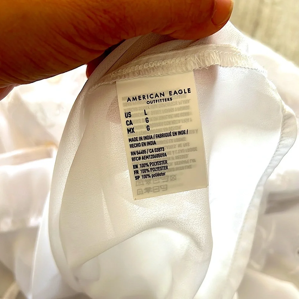 NWOT American Eagle Baloon Sleeve Lined Embroidered Babydoll Top - Picture 8 of 9